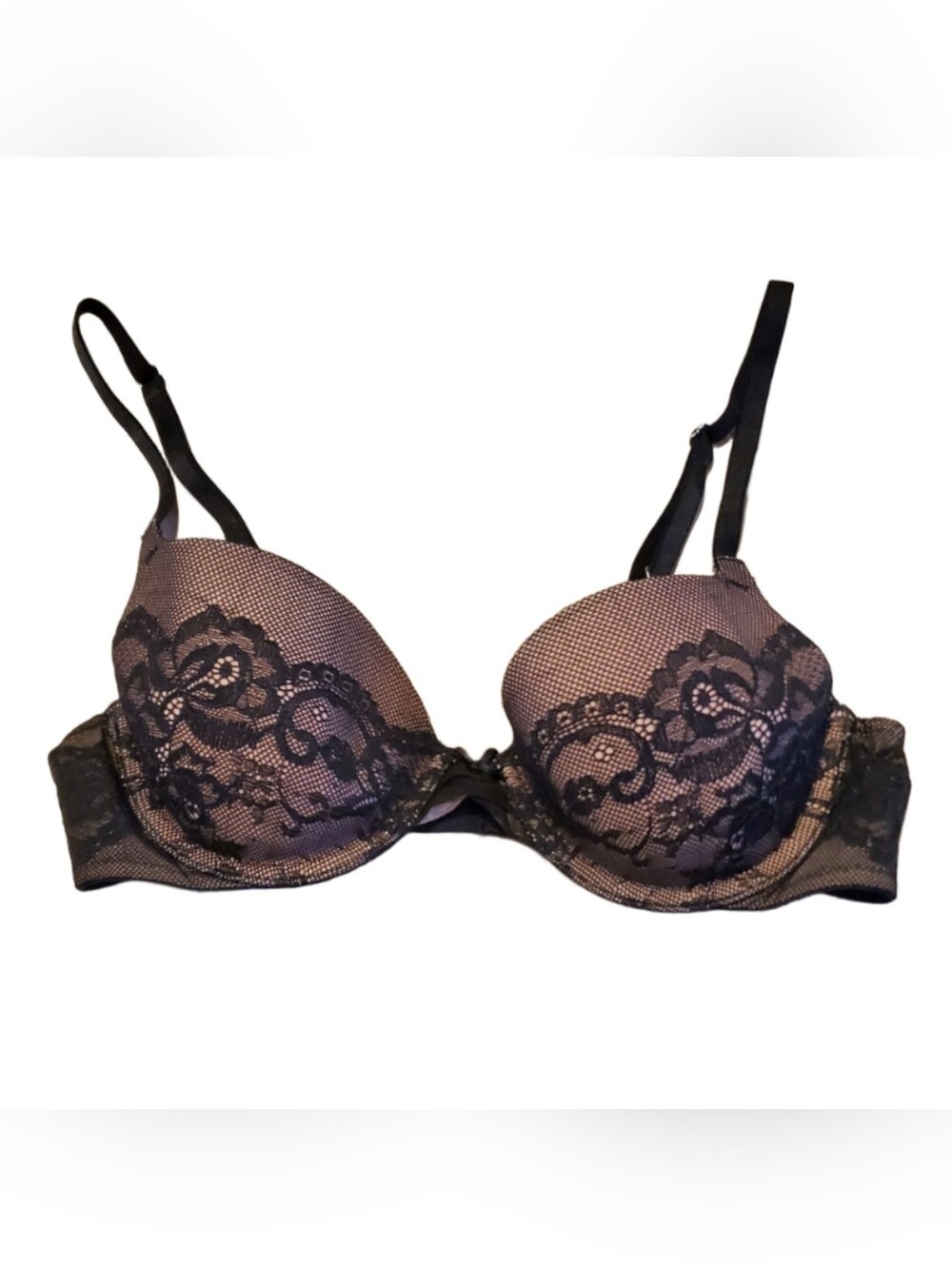 Victoria's Secret Lined Demi/Demi Buste Double Size 34B Black & Nude